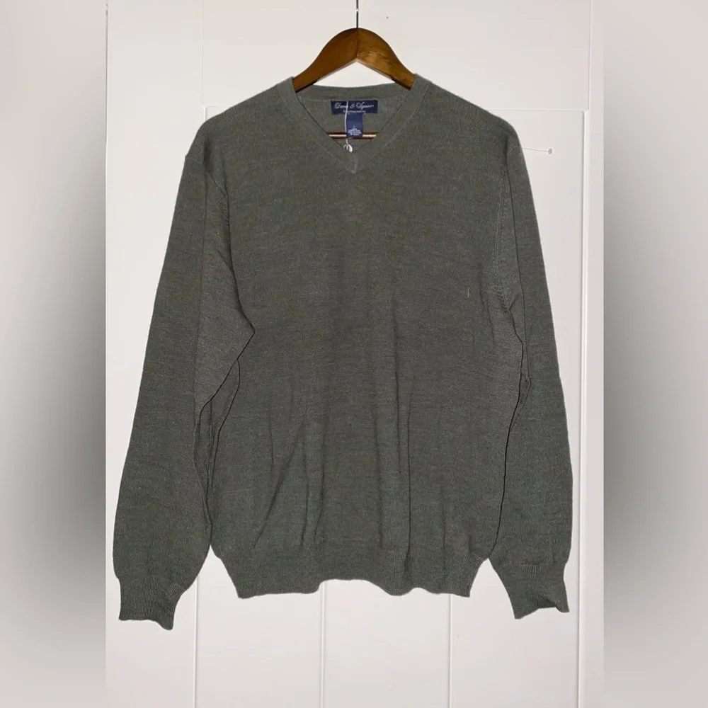 David & Squire Extra Fine Merino Wool Long Sleeve Pullover Sweater‎ NEW Men L